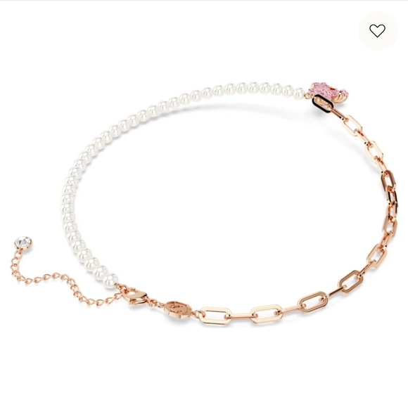 🔹️Swarovski 🔹️Pink Teddy Bear pendant Crystal pearl   Rose gold-tone Necklace - Picture 6 of 6